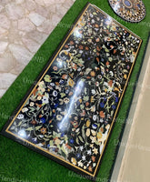 Handmade Black Marble Stone Sofa Center Meeting Dining tops Table Inlaid Marquetry Floral Birds Design Outdoor Decor Unique Handicrafts IND